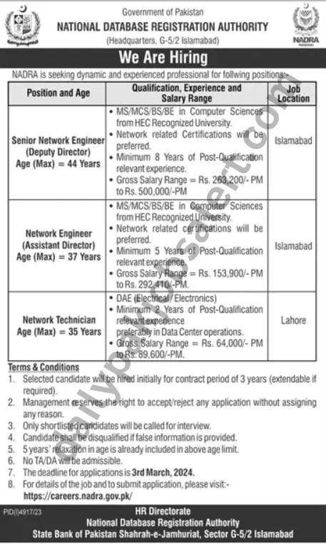 New NADRA Jobs Advertisement